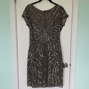 Adrianna Papell Sequined Cap Sleeve Mini Shift